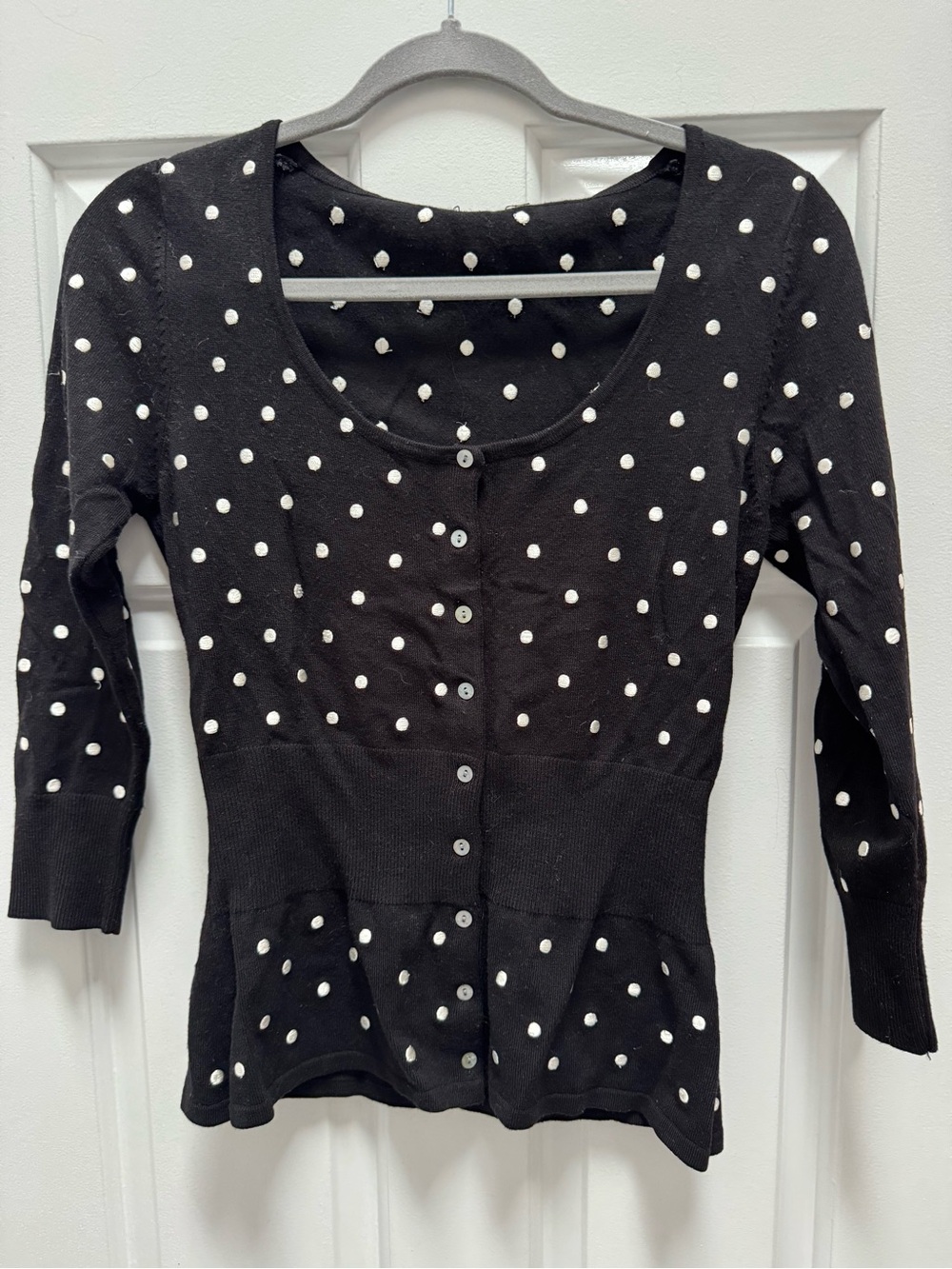 Black Polka Dot Button-Front Cardigan